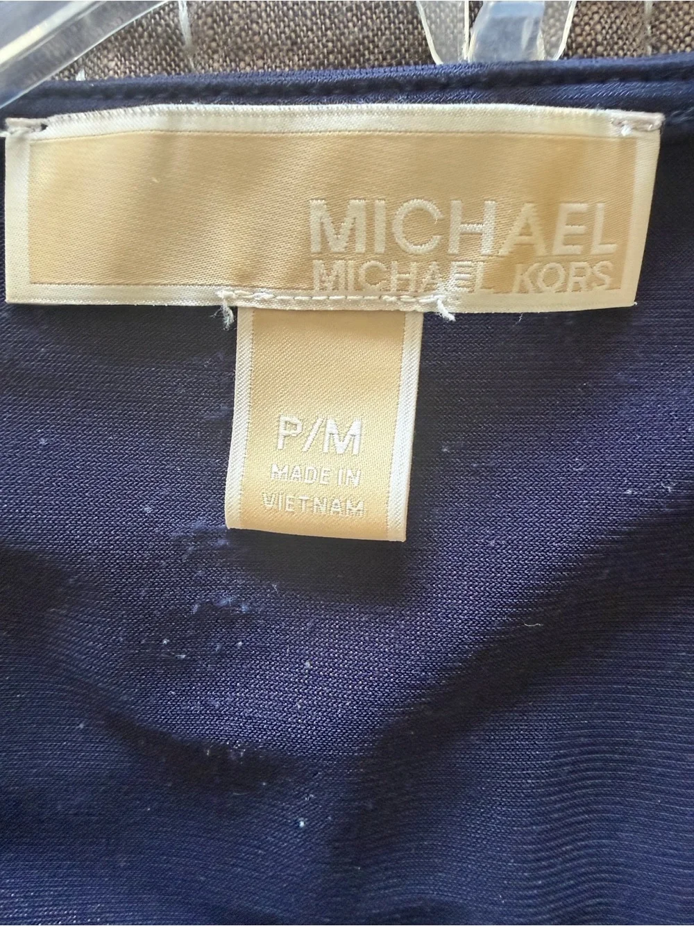 MICHAEL Michael Kors Navy Lace-Up V-Neck Tunic with Orange Trim